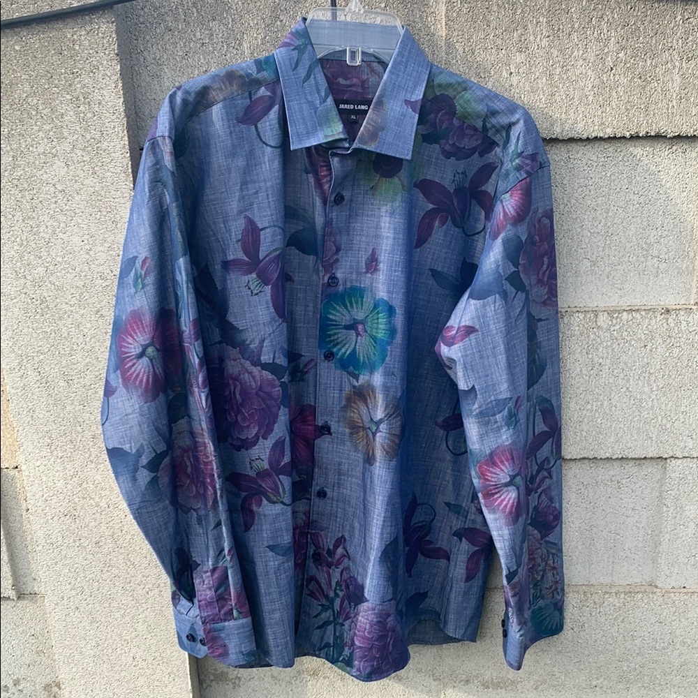 Men's Floral Blue Shirt